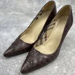 【美品】BURBERRY バーバリー　パンプス　ヒール　ノバチェック　ブラウンのサムネイル