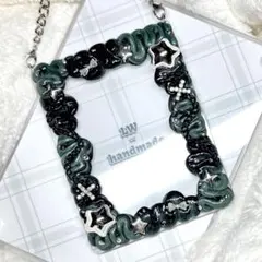 W665 ホイップデコ　硬質トレカケース 緑 黒 シルバー マーブル 星