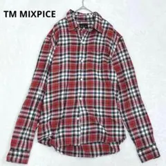 n175【TM MIXPICE】チェックシャツ　スタンダードな赤　羽織り　メンズ