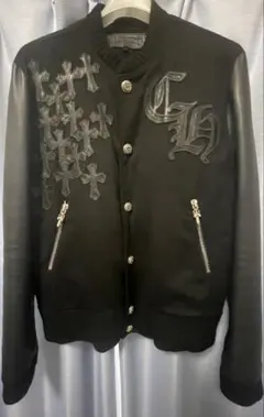 Chromehearts ブラック スタジャン CH刺繍 値下げ 新品未使用 CHROME HEARTS クロムハーツ ヴァーシティジャケット
