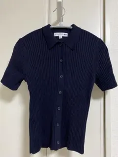 ユニクロ　イネス　コラボリブボーダーポロカーディガン　Mサイズ　ネイビー