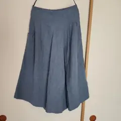 ウエストゴム　デニム　ガウチョパンツ　Lサイズ　キュロット　サイドポケット