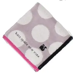 新品　kate spade ケイトスペード タオルハンカチ　ネコ刺繍　ドット