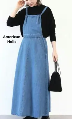 American Holic☆デニムジャンバースカート　M　サロペット