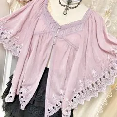 axes femme バタフライ袖カーディガン　紫　クラロリ　Y2K 00s