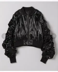 JEANASiS 黒のMA-1 ギャザー ショートジャケット