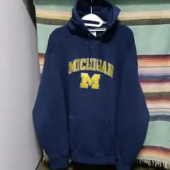 00s　ラッセルアスレチック　スウェットパーカー　前V　ミシガン　ヴィンテージ