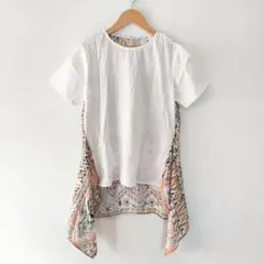 【CI-NA】バックファスナーTシャツ(40) カットソー 背面総柄 ホワイト