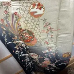 訪問着、金花柄 グラデーション 、襟、袖に指差し淡いシミ有り、裏側美品、身長有り