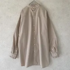 美品 ユナイテッドアローズ スタンドカラー フリル ブラウス ベージュ
