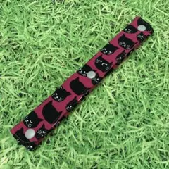 ハンドメイド⭐︎水筒肩ひもカバー　ピンク　黒猫