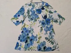 【美品】花柄半袖　ロングTシャツ　カットソー　LLサイズ