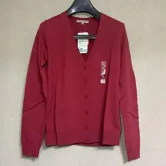新品　UNIQLO ユニクロ　エクストラファインメリノ　Vネックカーディガン赤