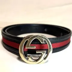 GUCCI ベルト インターロッキング シェリーライン シルバー金具