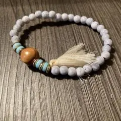 【1462】新品 マーブル模様ビーズブレスレット タッセル付き