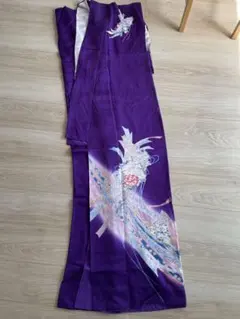 訪問着 紫色 花柄