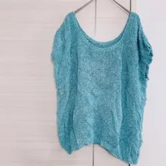 水色 半袖 サマーニット レディース　トップス 春夏