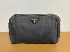 大値下げPRADA デニムポーチ 約25cm×15cm PRADA デニムポーチほぼ未使用✨