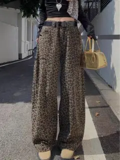 年中使える！レオパードロングパンツ❤️目立つお洒落コーデに