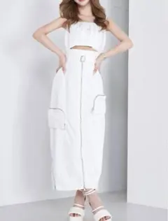 Darich デザインナイロンロングワンピース