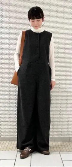 ウール　ダークグレー サロペット ノースリーブ　北欧暮らしの道具店