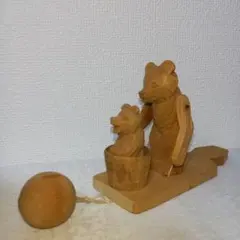 ロシア玩具 動く木彫り親子クマ