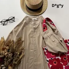 b1816＊ D*g*y 別注 Aライン バンドカラー シャツワンピース