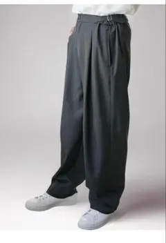 ポリエステル　ツイル　セミワイド　ウェスト　1タック　パンツ｜ XL グレー