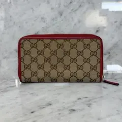 GUCCI グッチ 長財布 ラウンドファスナー レッド 赤 GG キャンバス