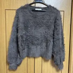 SENSE OF PLACE グレー 毛羽立ち 長袖 クロップドセーター