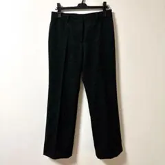 ワイドパンツ【Ｌ】ストレート ブラック センタープレス 大きいサイズ キレイめ