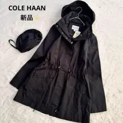 新品 コールハーン ナイロンコート マウンテンパーカー フード 黒 M 花粉対策