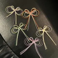 手作りリボン型装飾 5色セット　水引き　蝶々　ハンドメイド