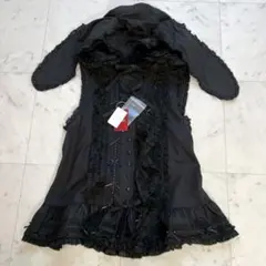 タグ付 PINKHOUSE 2025 うさぎの耳フード付きベストブラウス 黒