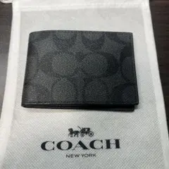 COACH ブラック レザー カードケース