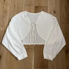 ホワイト カーディガン 前結び 長袖　SHIEN