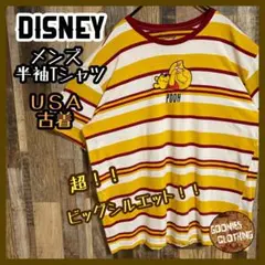 ディズニー キャラクター プーさん ボーダー USA古着 90s半袖 Tシャツ