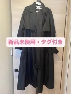 【新品タグ付】rienda ヨークフレアトレンチコート 黒 Sサイズ