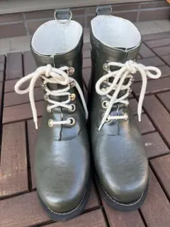 ILSE JACOBSEN カーキ　レースアップ　レインブーツ　ショート