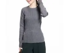 coca クルーネック極上ニットトップス チャコール
