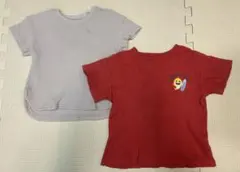 ★値下げ★GU 赤と薄ピンク　Tシャツ2点セット 100cm ベビーシャーク