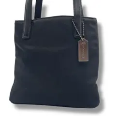 美品✨コーチ ミニハンドバッグ ナイロン×レザー 黒 チャーム付き