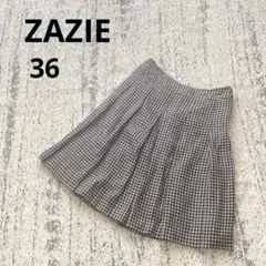 ザジ 千鳥格子 プリーツスカート 膝丈 36 黒 白 総柄 上品 きれいめ 通念のサムネイル