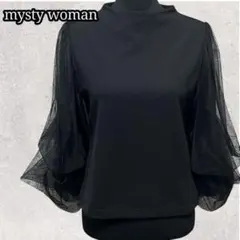 【美品】mysty woman チュールボリュームスリーブ プルオーバー