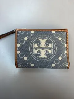 TORY BURCH 二つ折り財布 幾何学模様 グレー