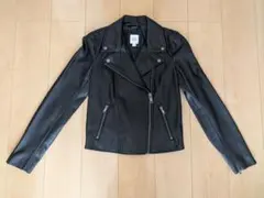 【GAP】フェイクレザー ライダースジャケット XS TRUE_BLACK