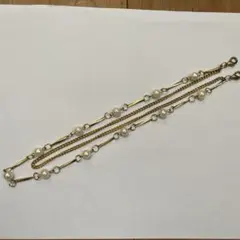 パールネックレス　真珠と金属の2連ネックレス