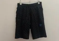 アディダスオリジナルス トレフォイル 総柄 スウェットハーフパンツ 黒×青 XSのサムネイル