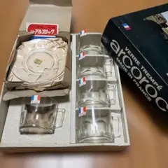 arcorocヴィンテージカップ&ソーサー5客 未使用アルコロック耐熱ガラス