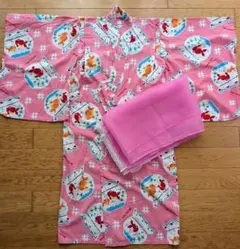 MIKI HOUSE 金魚柄 浴衣 ピンク　120　帯付きのサムネイル